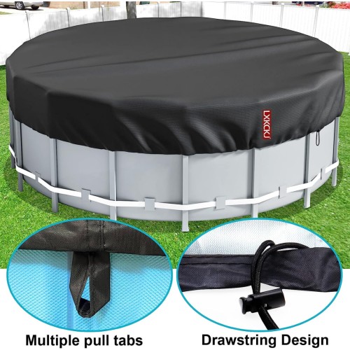 LXKCKJ 8ft  Round Oxford Pool Cover with Drawstring Waterproof Dustproof Pool Cover (8ft Round Shape)