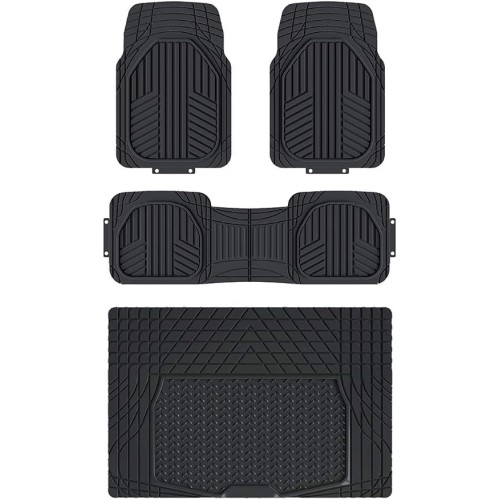 Amazon Basics 4-Piece All-Weather Protection Heavy Duty Rubber Floor Mats