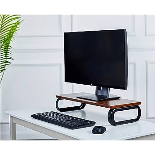 Amazon Basics Wood Monitor Stand, Computer Riser, Black