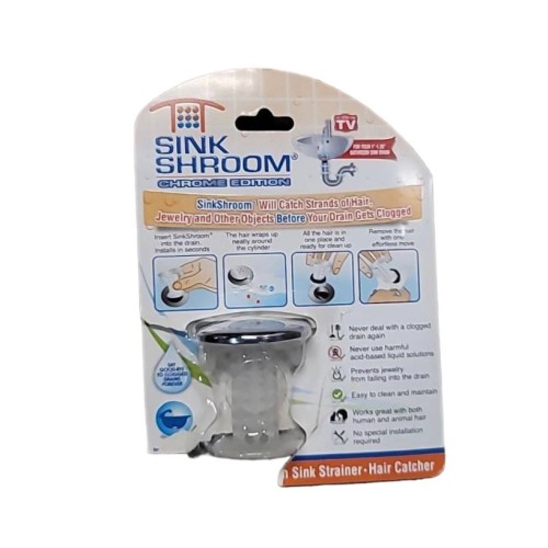 SinkShroom Chrome Edition Revolutionary Bathroom Sink Drain Protector Hair Catcher, Strainer, Snare