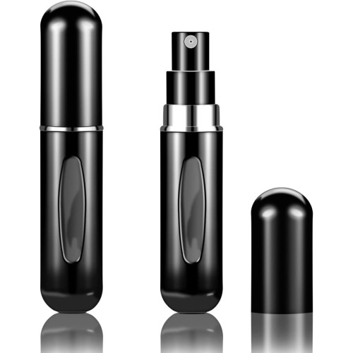  Fivexing 2 Pack Refillable Perfume Atomizer Bottles, Mini Separate Perfume Bottles, for Travel and Outings, 5ml (Black)