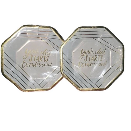 7" Cocktail Party Metallic Octagonal Plates 2/pk