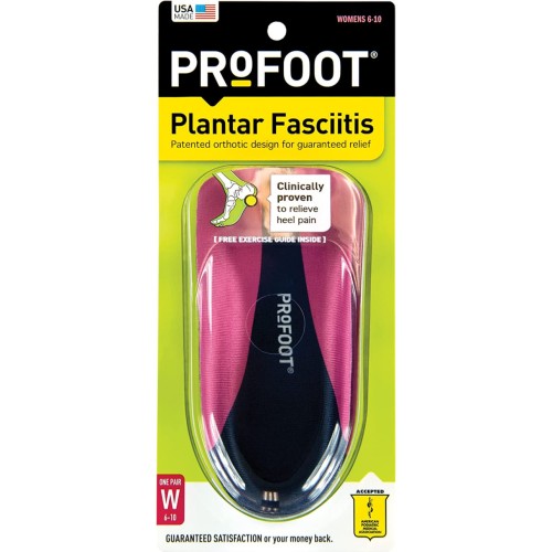 PROFOOT Orthotic Insoles for Plantar Fasciitis & Heel Pain, Women'S 6-10, 1 Pair