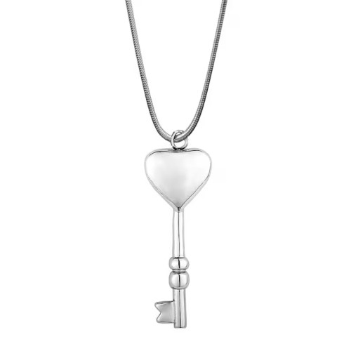 Silver Heart Key Memorial Necklace