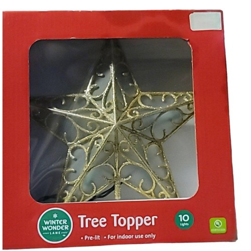 Christmas Star Tree Topper, Plug in Sliver Glittered 3D Star Tree Topper