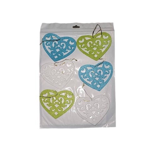 Decorative hearts for the Christmas tree 6 pcs