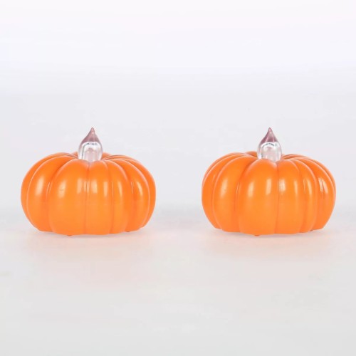 Target 7x8.5 Brown Paper Mache Pumpkin Halloween Fall Decoration Craft Piece and 2pk LED Pumpkin Shaped Halloween Tea Lights - Hyde & EEK! Boutique™