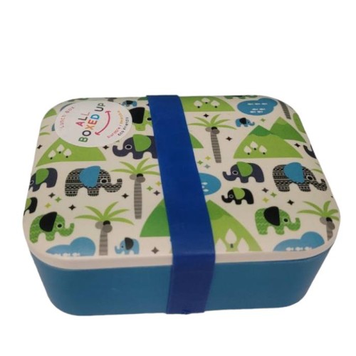 All Boxed Up Eco Friendly Lunch Box - Blue/Green Elephants Sahara Desert