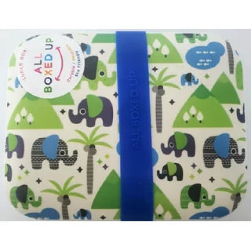 All Boxed Up Eco Friendly Lunch Box - Blue/Green Elephants Sahara Desert