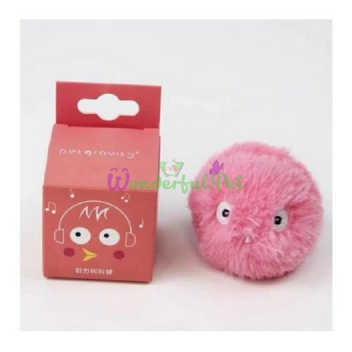 Interactive Cat Toy Pet Gravity Chirping Ball Catnip Pink Singing Mint Ball Plush Pink 5cm