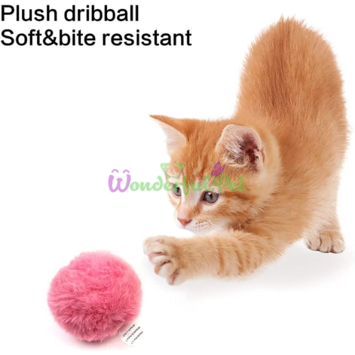 Interactive Cat Toy Pet Gravity Chirping Ball Catnip Pink Singing Mint Ball Plush Pink 5cm