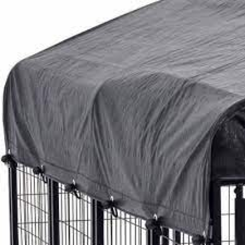 Lucky Dog 8ft X 4ft X 6ft Uptown Welded Secure Wire Outdoor Pet Kennel Playpen Crate With Heavy Duty Waterproof Cover, Black