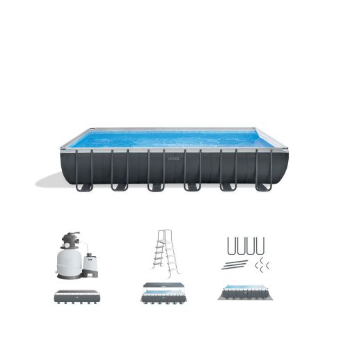 Rectangular Ultra XTR® Frame Above Ground Pool w/ Sand Filter Pump - 24' x 12' x 52