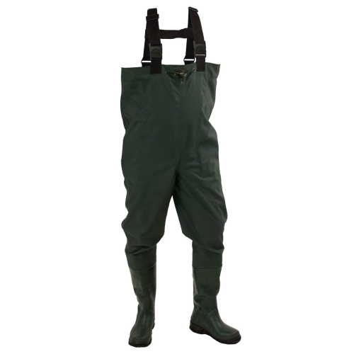 Frogg Toggs Mens Cascades 2-Ply Bootfoot Poly/Rubber Felt Chest Wader, Green, Size 14