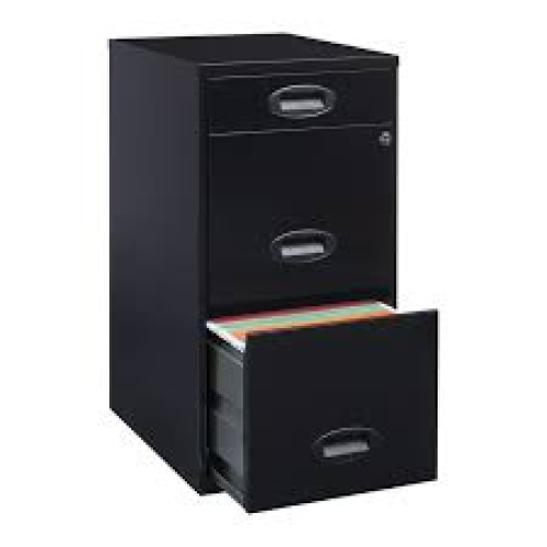 Space Solutions 3 Drawer Letter Width Vertical File Cabinet with Pencil Drawer, Black