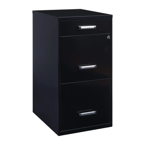 Space Solutions 3 Drawer Letter Width Vertical File Cabinet with Pencil Drawer, Black