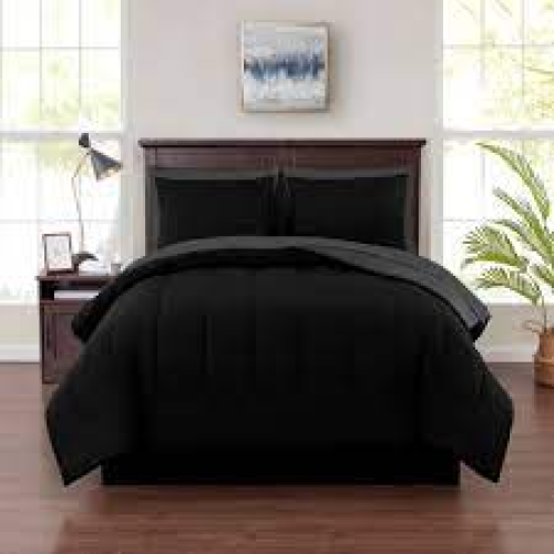 Mainstays Black 7 Piece Bed in a Bag Comforter Set with Sheets, King 