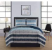 Mainstays Blue Stripe 7 Piece Bed in a Bag Comforter Set with Sheets, Queen 