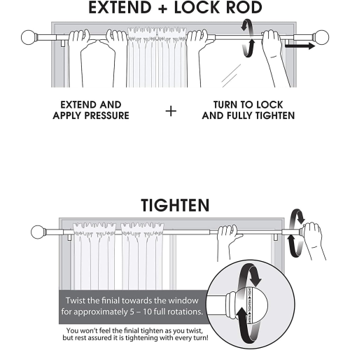 Smart Rods Twist & Shout Tension, Single Curtain Rod, 48-84, Oil Rubbed Bronze