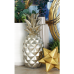 6 x 14 Silver Polystone Pineapple Fruit Sculpture, by DecMode