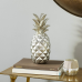 6 x 14 Silver Polystone Pineapple Fruit Sculpture, by DecMode