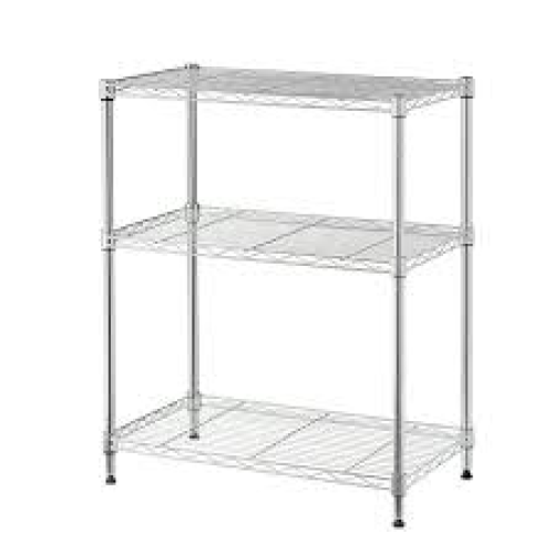 Hyper Tough 3 Tier Wire Shelf Unit, Chrome, Loading Capacity 750 lbs, Adult