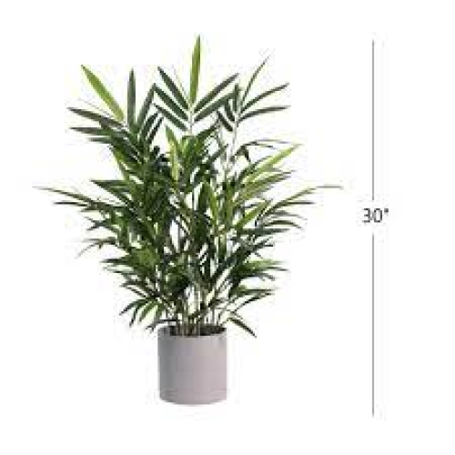 Mainstays 30 Artificial Potted Plant in Green, Bamboo Grey Melamine Pot