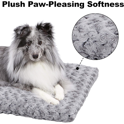 MidWest Quiet Time Dog Bed & Crate Mat, Deluxe Ombre Swirl, 30, Gray