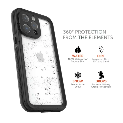 Fellowes Body Glove Tidal Waterproof Phone Case For iPhone 14 Pro - Black/Clear