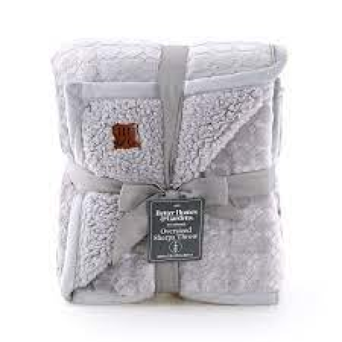 Better Homes & Gardens Soft Silver Velvet Plush Reverse Sherpa Oversized Throw Blanket