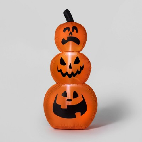 Halloween Airblown Inflatable, Reversible Pumpkin Stack, 4',