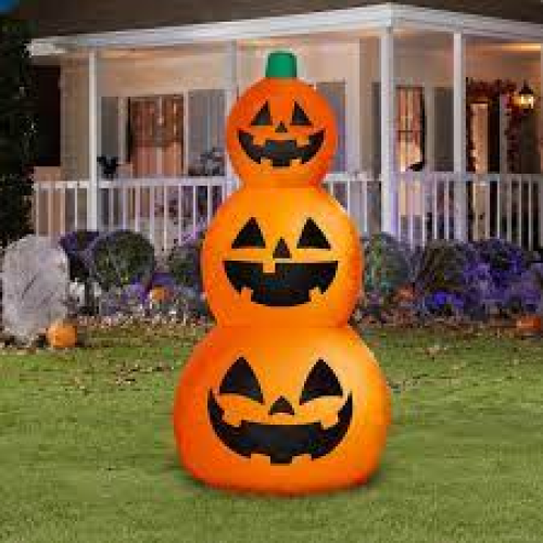 Halloween Airblown Inflatable, Reversible Pumpkin Stack, 4',