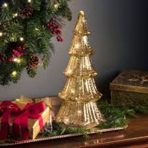 My Texas House Gold Glass Tree Decoration, 15 inch