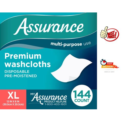 Assurance Premium Disposable Washcloths, XL (144 Count)