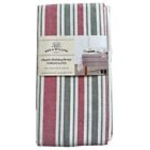 Bee & Willow Red & Green Christmas Stripe Cotton Rich Tablecloth 60x144 Oblong