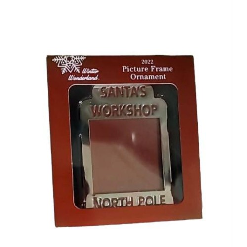 Santa's Workshop, North Pole Christmas Ornament Picture Frame