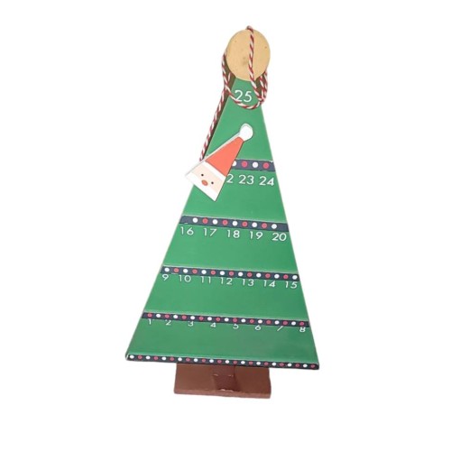 Christmas Advent Calendar Wooden Tree Magnetic Santa Count Down