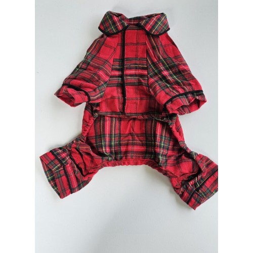 Bee & Willow Red Plaid Size Small Pup Pet Dog Flannel Pajamas CHRISTMAS PJS