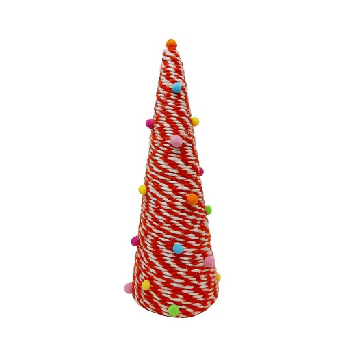 H for Happy™ fabric decorative Christmas pine tree with white/red spheres