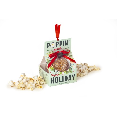 POPPIN' IN TO WISH YOU A HAPPY HOLIDAY POPCORN ORNAMENT