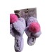 Kensie Memory Foam Slippers Flip Flop Thong 8 Women Purple Puff Ball NWT