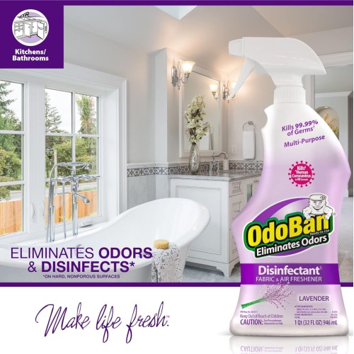 OdoBan Clean Control RTU Odor Eliminator, Lavender Scent, 32oz Spray Bottle