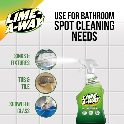 Lime-A-Way Bathroom Cleaner Spray, 22oz, Removes Calcium Rust