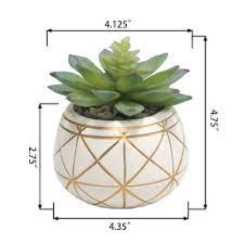 Mainstays 4 Artificial Succulent in Geometric Print White C