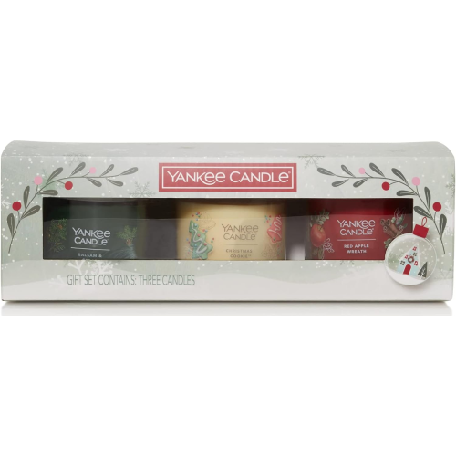 Yankee Candle Gift Set 3 Signature Small Tumbler Set - Balsam & Cedar, Christmas Cookie, Red Apple W 