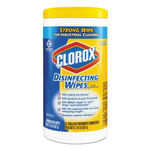 CLOROX® DISINFECTING WIPES, 7 X 8, LEMON FRESH, 75/CANISTER, 15948EA