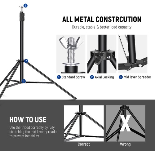 Neewer Photo Studio Backdrop Support System, 10ft/3m Wide 6.6ft/2m High Adjustable Background Stand with 4 Crossbars, 6 Backdrop Clamps, 2 Sandbags, and Carrying Bag for Portrait & Studio Photography