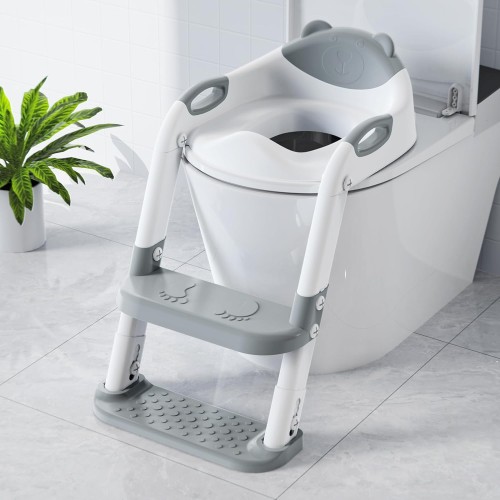 Potty Training Seat with Step Stool Ladder,SKYROKU Potty Training Toilet for Kids Boys Girls Toddlers-Comfortable Safe Potty Seat with Anti-Slip Pads Ladder