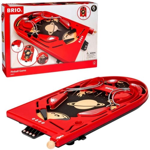 Brio 34017 Pinball Game | A Classic Vintage, Arcade Style Tabletop Game for Kids and Adults Ages 6 and Up,Red