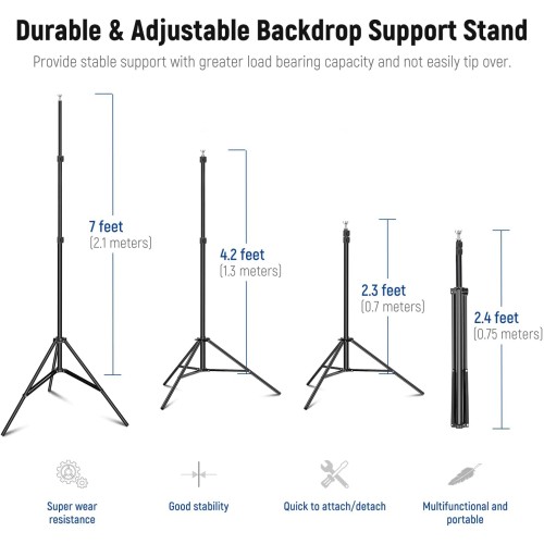 Neewer Photo Studio Backdrop Support System, 10ft/3m Wide 6.6ft/2m High Adjustable Background Stand with 4 Crossbars, 6 Backdrop Clamps, 2 Sandbags, and Carrying Bag for Portrait & Studio Photography